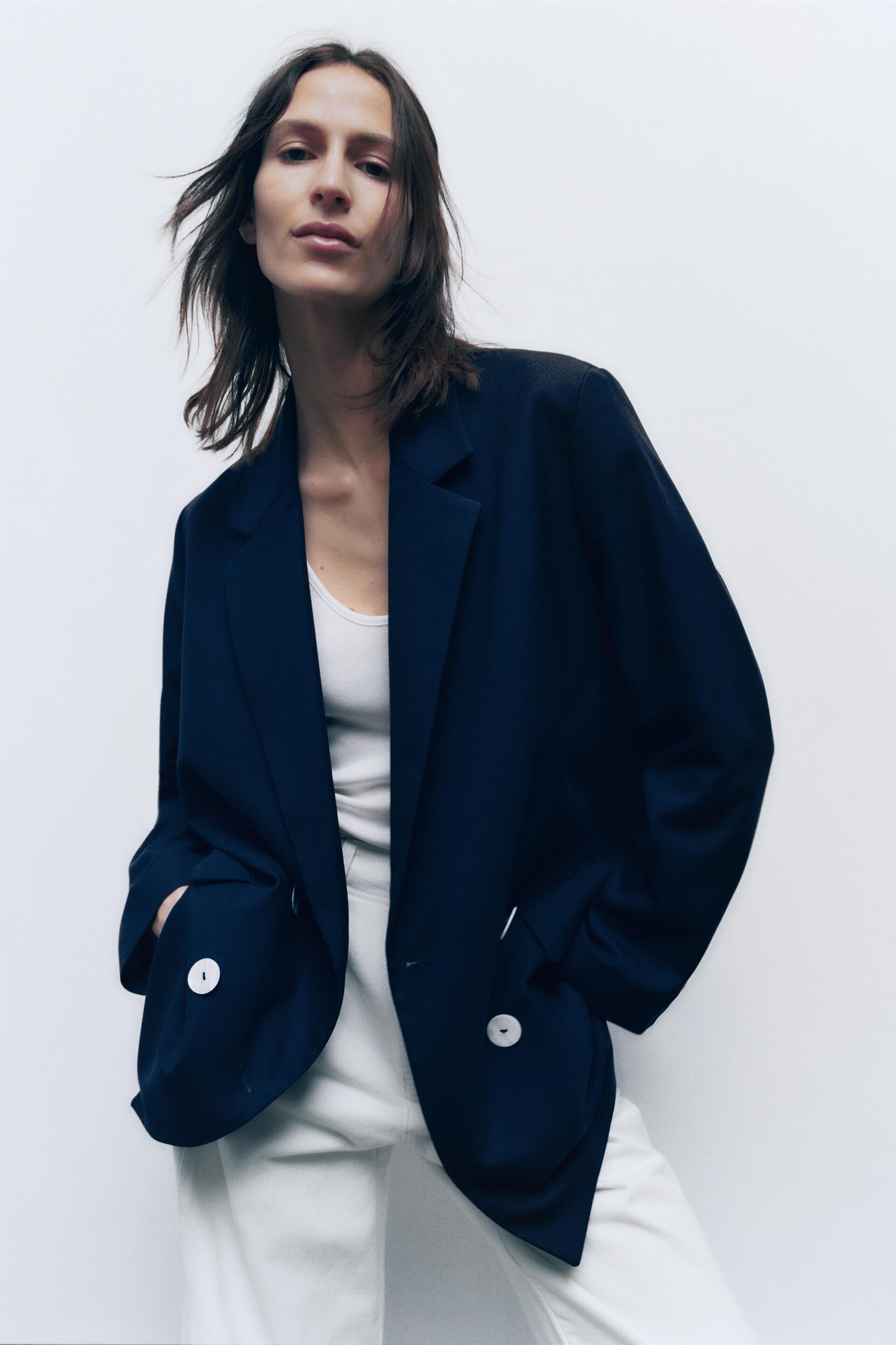 

Блейзер женский ZARA 02505521 синий M (доставка из-за рубежа), 02505521