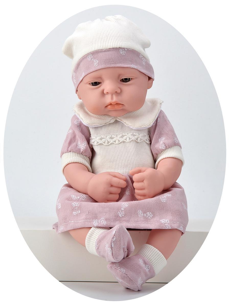 фото Пупс junfa toysbaby so lovely в розовом платье с шапочкой и аксессуарами, 38 см