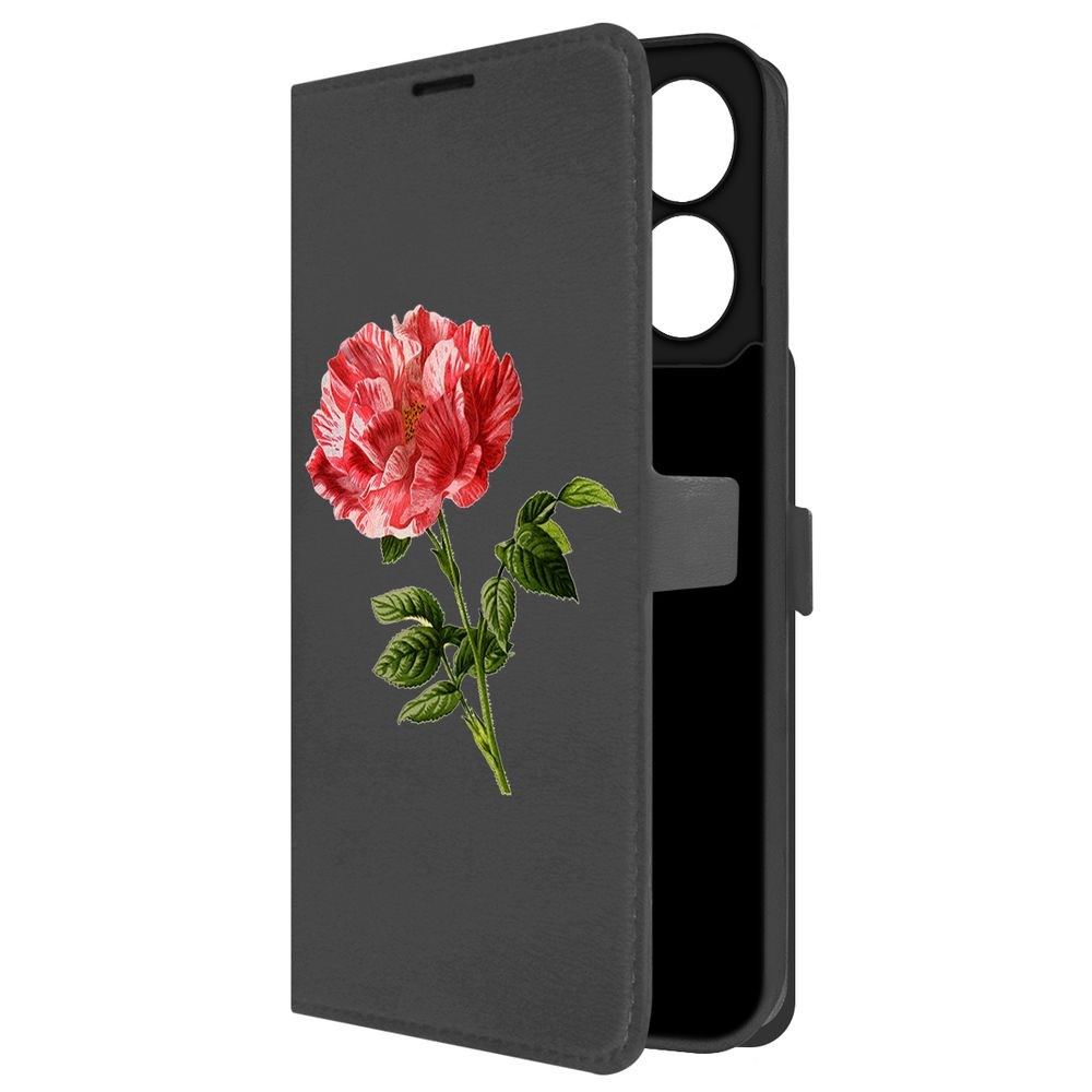 

Чехол-книжка Krutoff Eco Book для Xiaomi Redmi 13C Рисованная роза (черный)