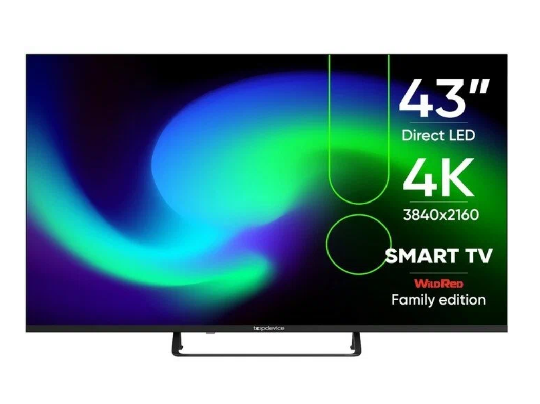 

Телевизор Topdevice TDTV43BS05U, 43"(109 см), UHD 4K, Черный, TDTV43BS05U