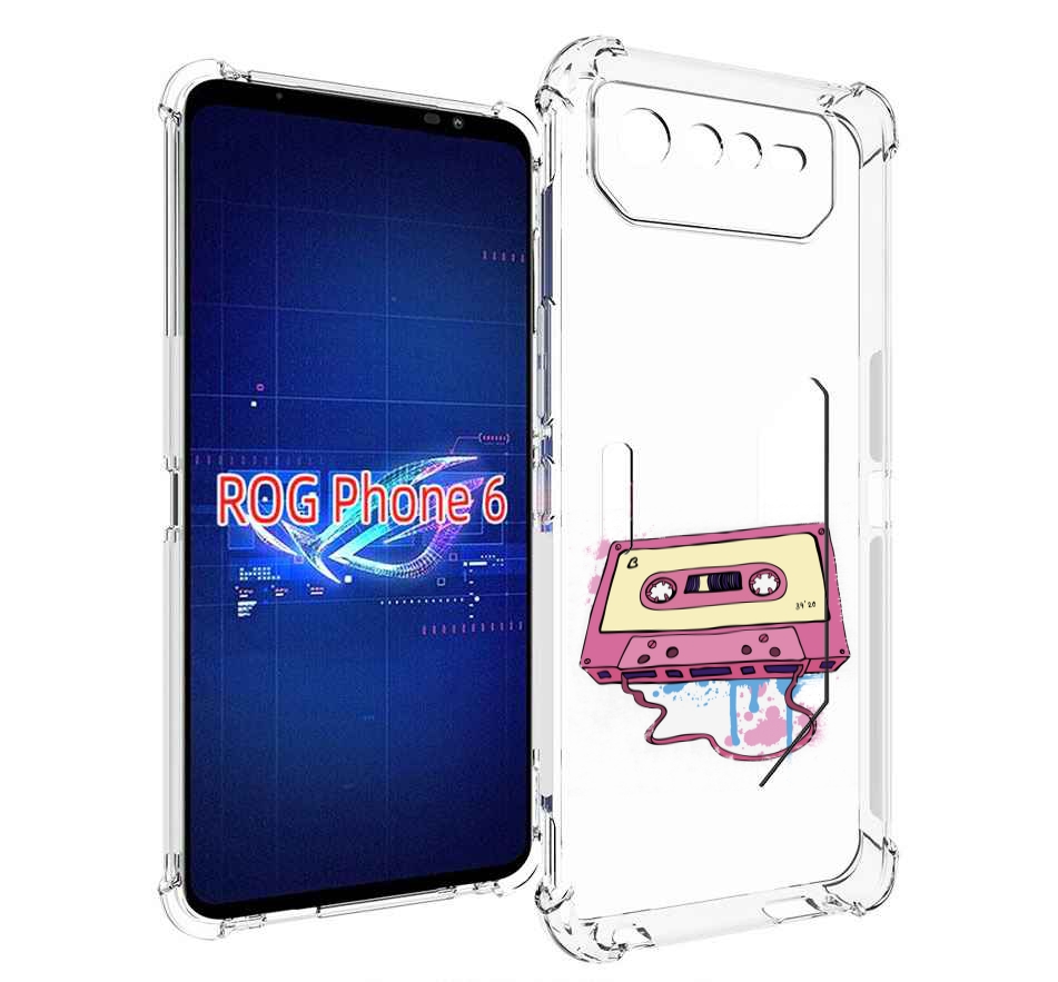 Чехол MyPads Розовая кассета для Asus ROG Phone 6