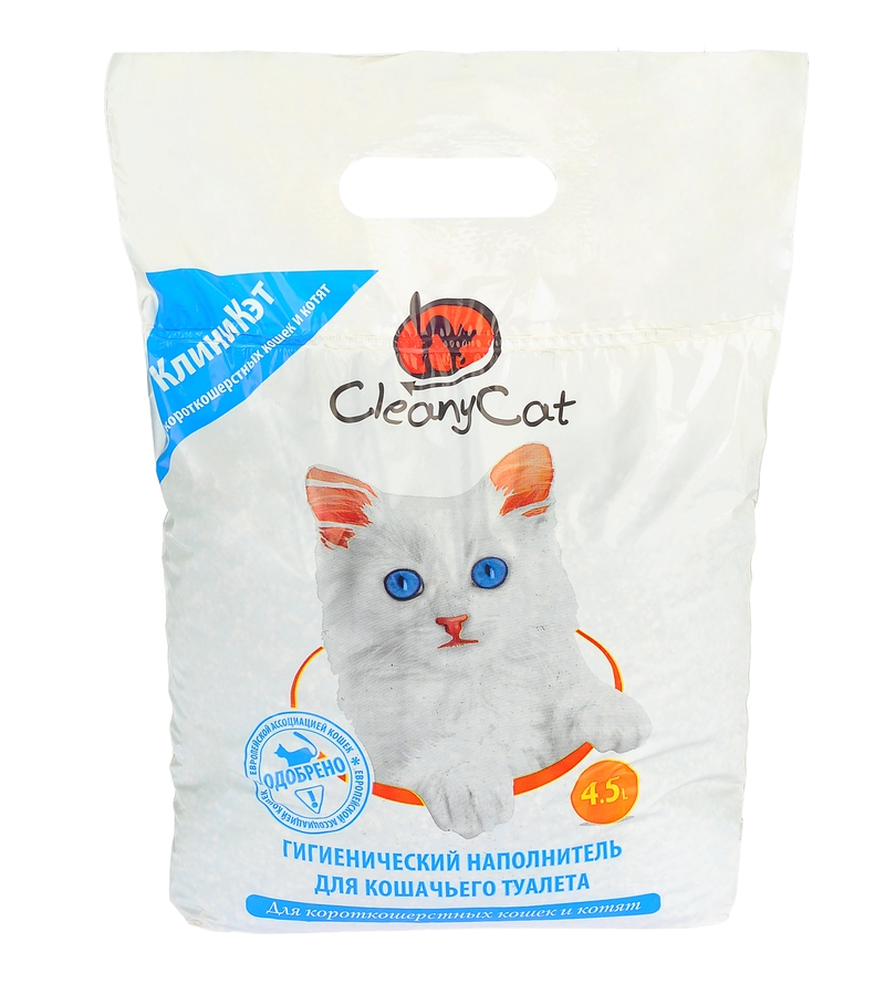 Впитывающий наполнитель для кошек CleanyCat для короткошерстных кошек и котят 4.5 л