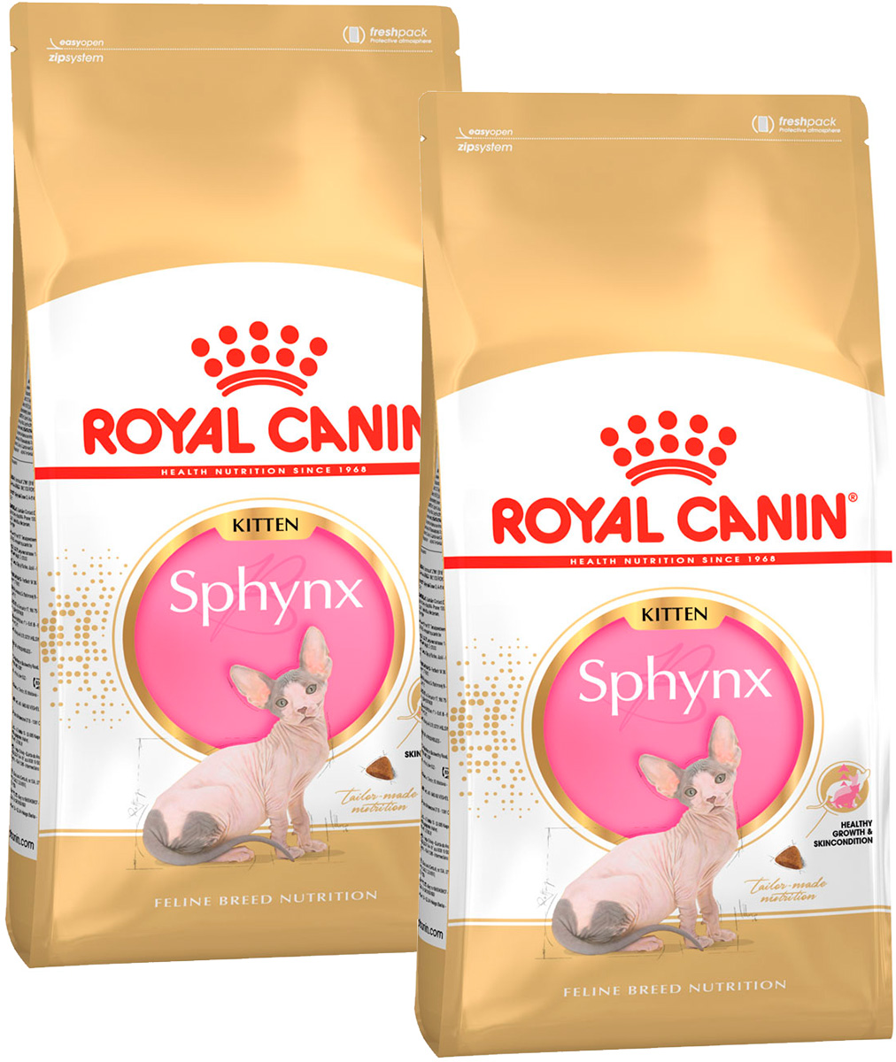 

Сухой корм для кошек Royal Canin для котят сфинксов 2 шт по 0,4 кг