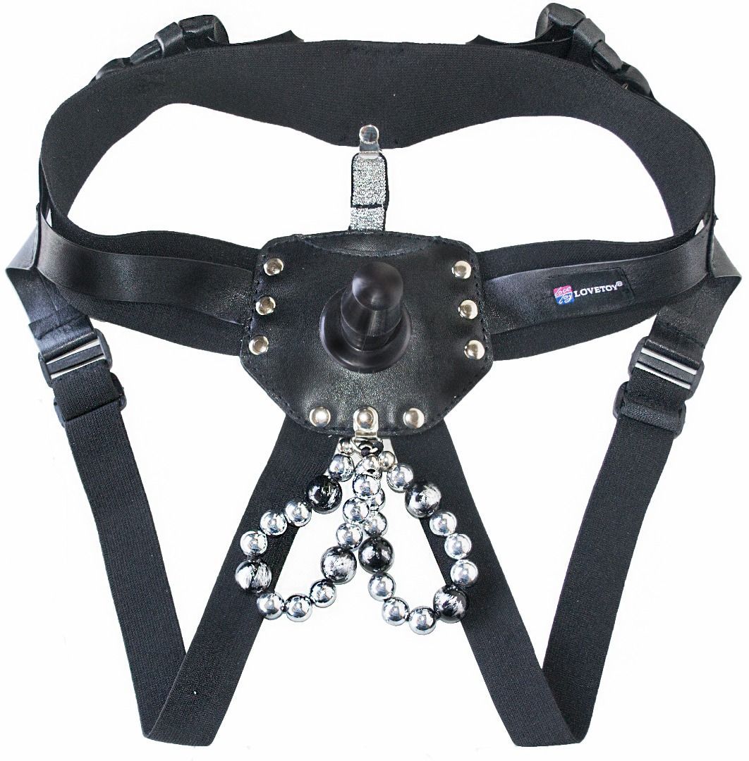 Черный пояс-трусики с телесной насадкой Гламур Dana - 15,2 см.