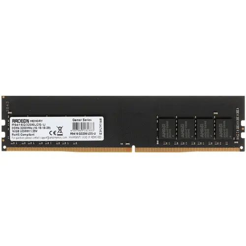 

Оперативная память AMD (R9416G3206U2S-U), DDR4 1x16Gb, 3200MHz