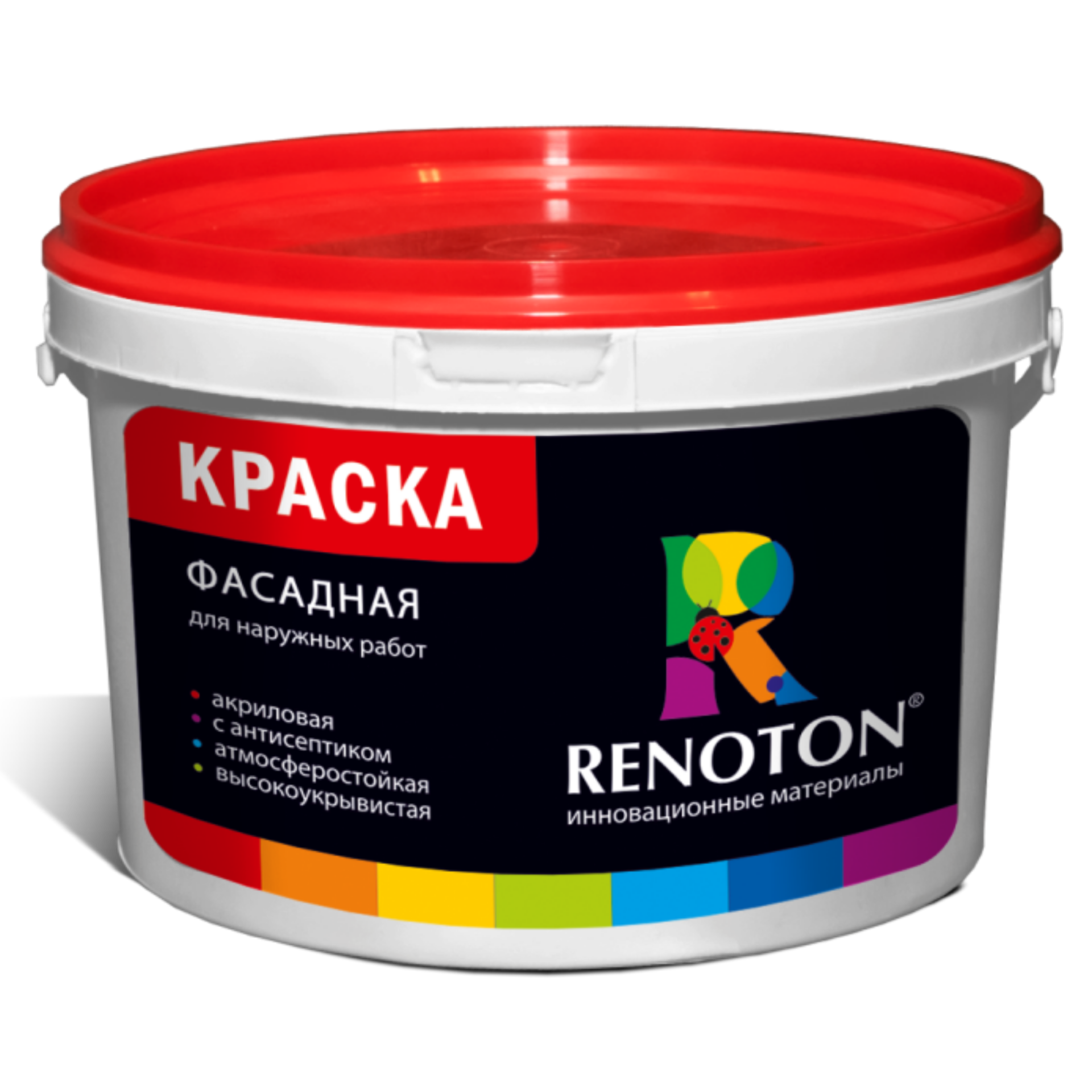 Краска ВДАК RENOTON Фасадная Атмосферостойкая, белая, ведро 5кг