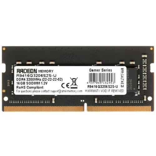 

Оперативная память AMD (R9416G3206S2S-U), DDR4 1x16Gb, 3200MHz