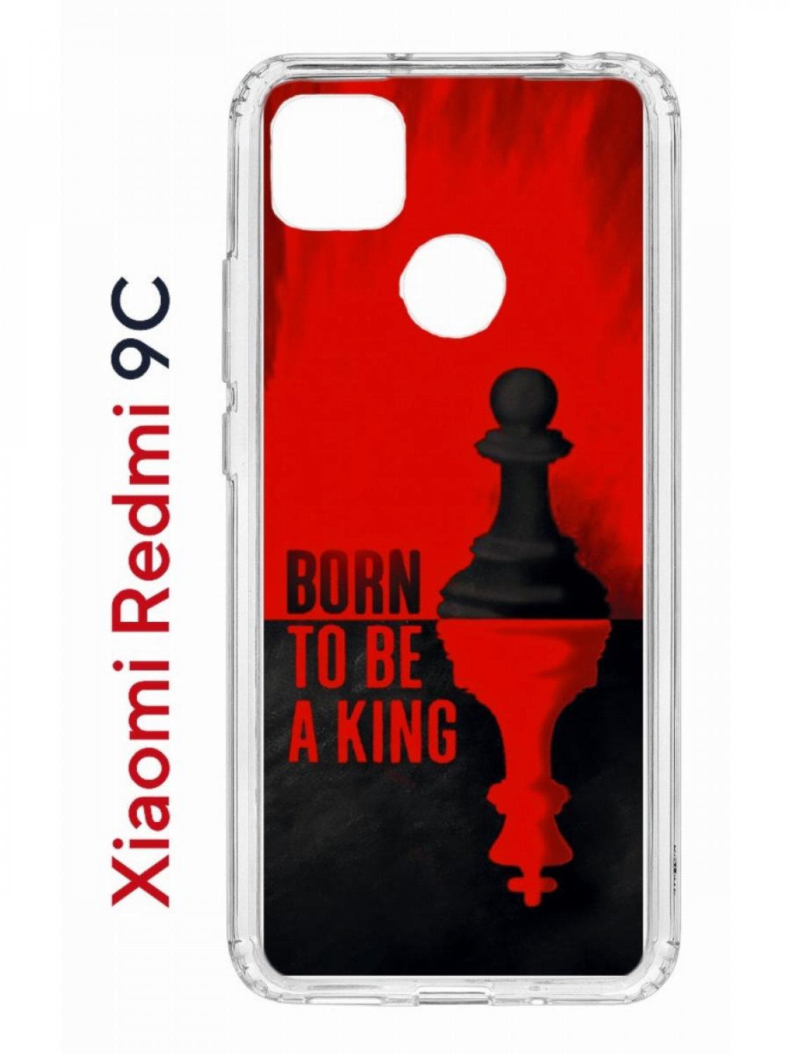 Чехол на Redmi 9C Kruche Print Born to be a King,противоударный бампер с защитой камеры