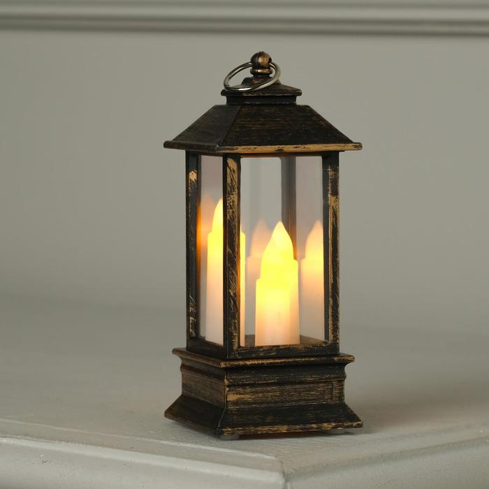 

Luazon Lighting фонарь бронзовый, с тремя свечами, 13х5,5х5,5 см, батарейки, белый