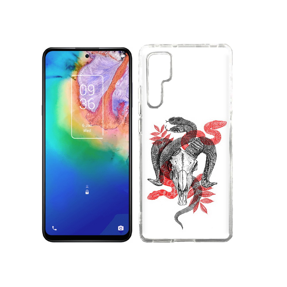 

Чехол MyPads Tocco для TCL 20 Pro змея в черепе рисунок, Прозрачный, Tocco