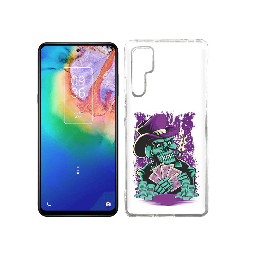 

Чехол MyPads Tocco для TCL 20 Pro зеленый череп с картами, Прозрачный, Tocco