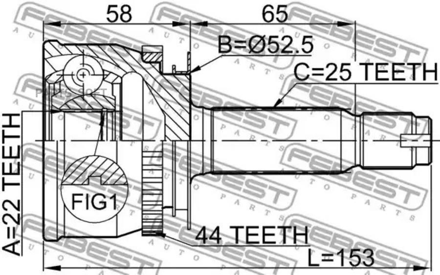 

Шрус Hyundai Accent/Verna 99-13 Нар. Febest 1210-012A44