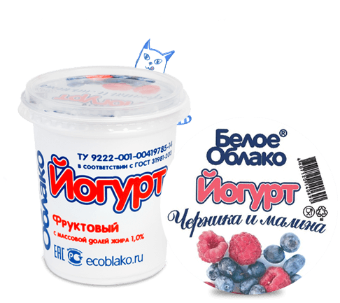

Йогурт Белое Облако черника-малина 1,5% 400 г