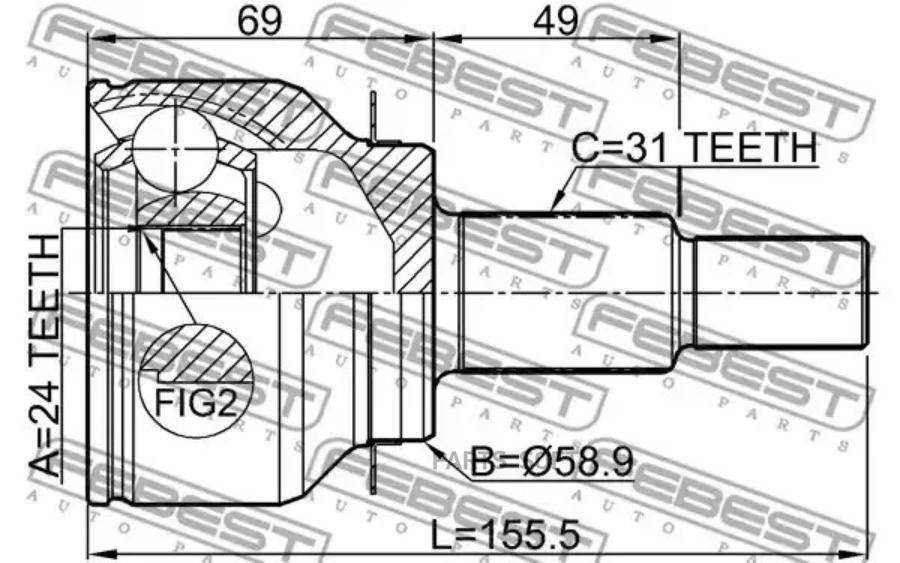 

Шрус внешний 24x59x31 mazda cx-5 ke 2011- 0510-gjat
