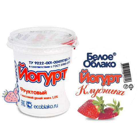 

Йогурт Белое Облако клубника-ваниль 1,5% 400 г