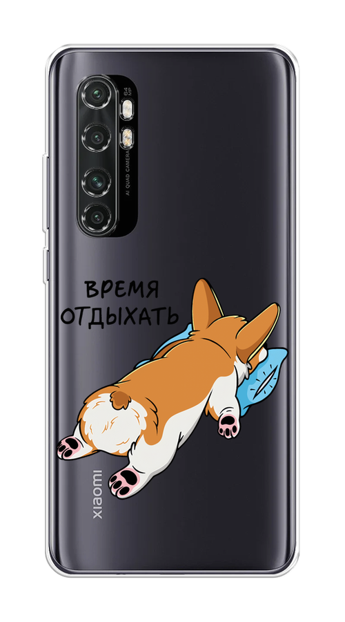 

Чехол на Xiaomi Mi Note 10 Lite "Корги отдыхает", Черный;коричневый;голубой, 38450-1