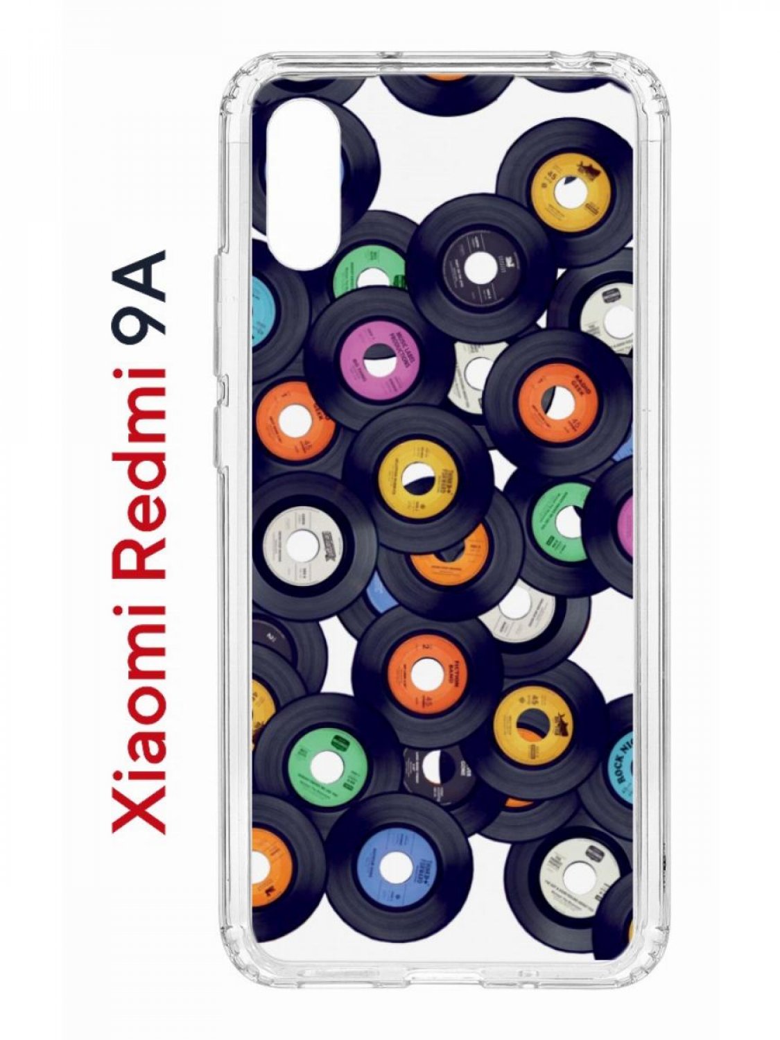 Чехол на Redmi 9A Kruche Print Виниловые пластинки,противоударный бампер,с защитой камеры