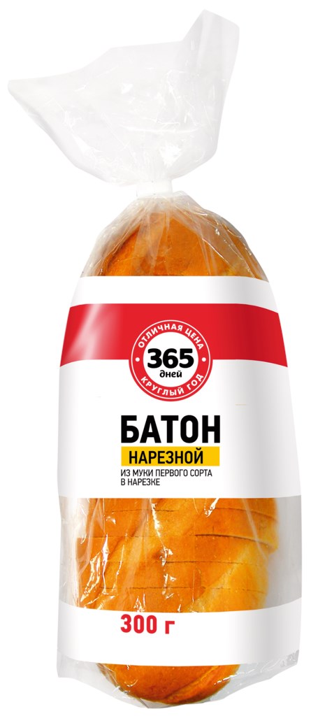 

Хлеб белый 365 дней Нарезной BIO 300 г, Нарезной