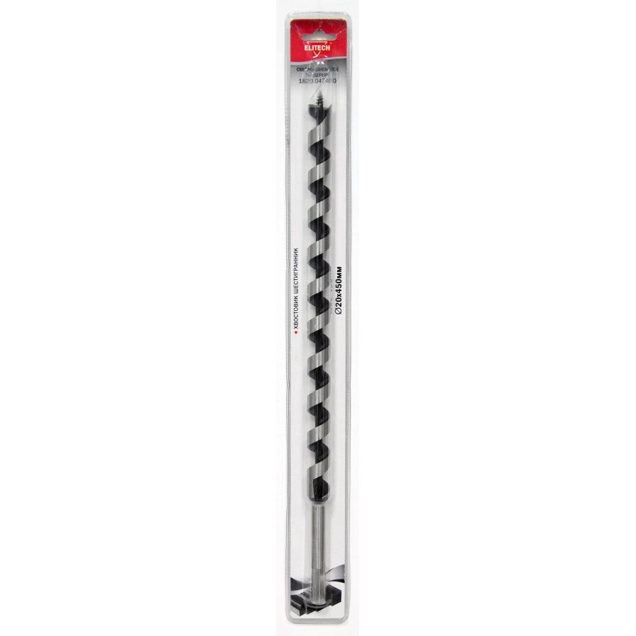 

ELITECH 1820.047400 Сверло д\дерева, 20x450мм,1шт,хв-шестигранник, шнековое