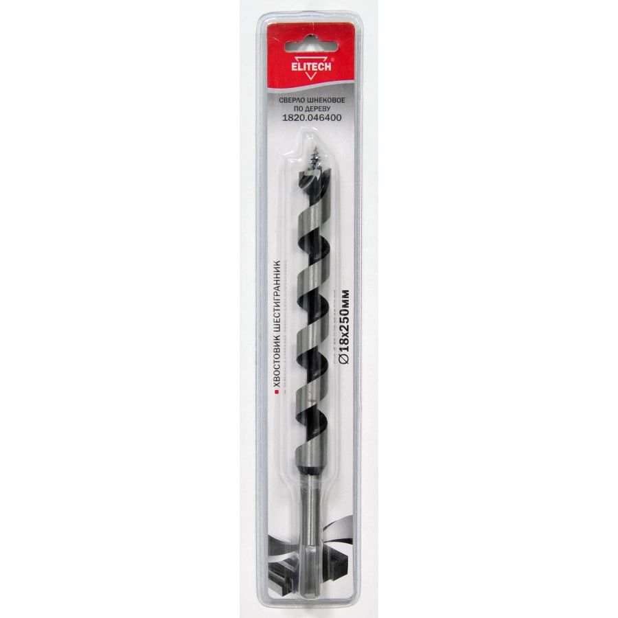 

ELITECH 1820.046400 Сверло д\дерева, 18x250мм,1шт,хв-шестигранник, шнековое