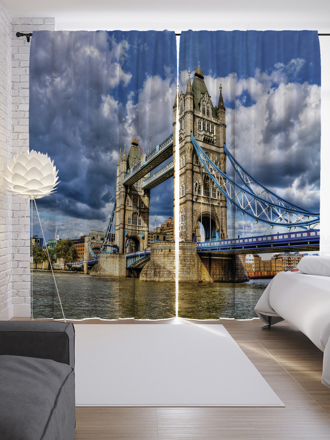 

Шторы с фотопечатью "Лондонские облака" из сатена, 290х265 см