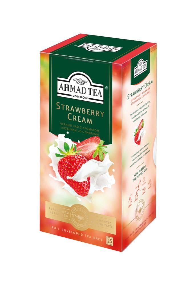 фото Черный чай ahmad tea strawberry cream 25 пакетиков