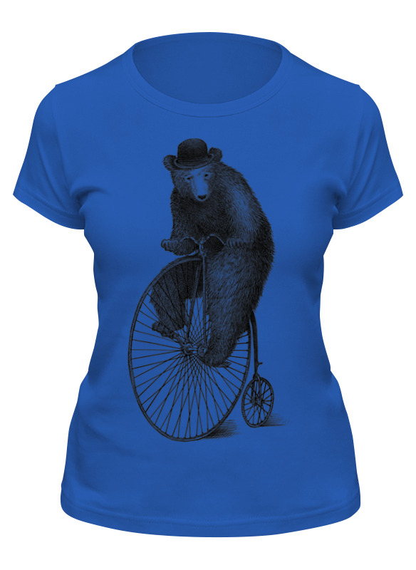 Футболка женская Printio Медведь на велосипеде синяя 2XL