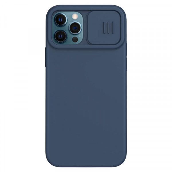 фото Накладка nillkin camshield silky magnetic silicone для iphone 12 / 12 pro (синий)