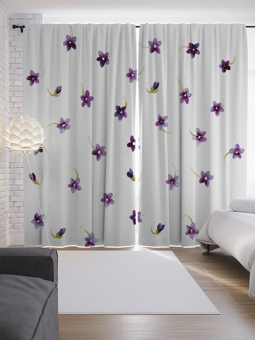 

Шторы с фотопечатью "Цветочный перелет" из сатена, 290х265 см