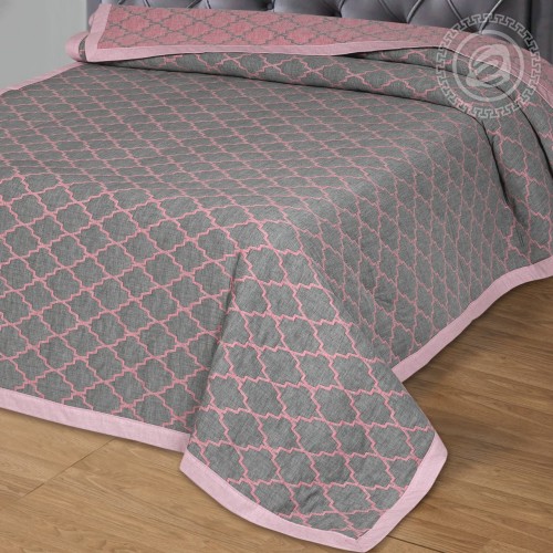 

Покрывало Жаккардовое Альмира серо-розовая 180х235 Двуспальное 100% Хлопок