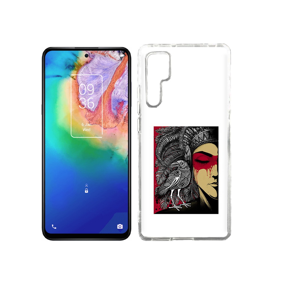 

Чехол MyPads Tocco для TCL 20 Pro девушка с вороном в абстракции, Прозрачный, Tocco