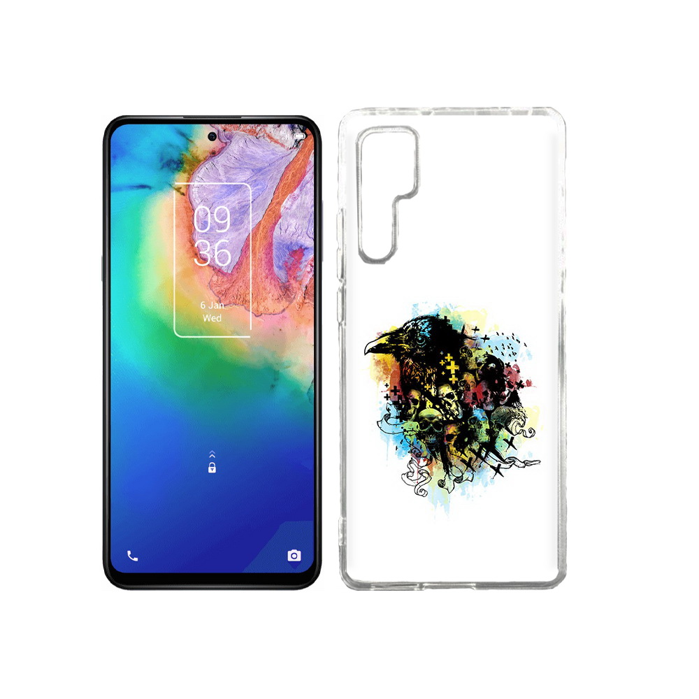 

Чехол MyPads Tocco для TCL 20 Pro ворон и черепа, Прозрачный, Tocco