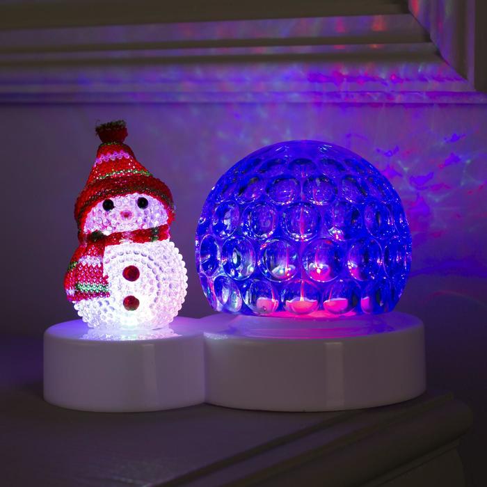 

Световая фигура Luazon lighting Снеговичок с ледяным синим шаром Spnl-015 белый теплый, Снеговичок с ледяным синим шаром