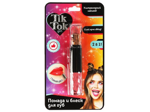 

324981 Помада и блеск для губ, 2в1, цвет розовый TIK TOK GIRL в кор.24x12шт
