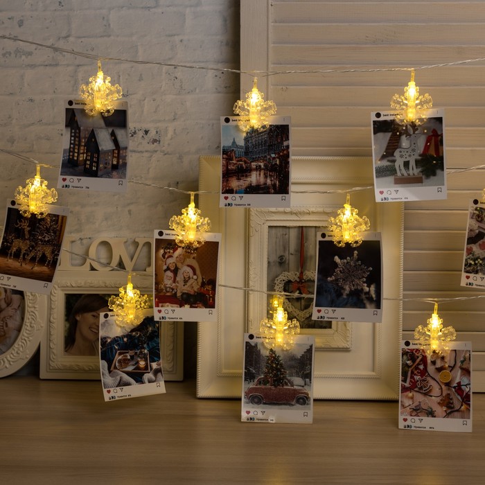 

Luazon Lighting Нить, 4,5 м, "Прищепки-снежинки", 20 LED