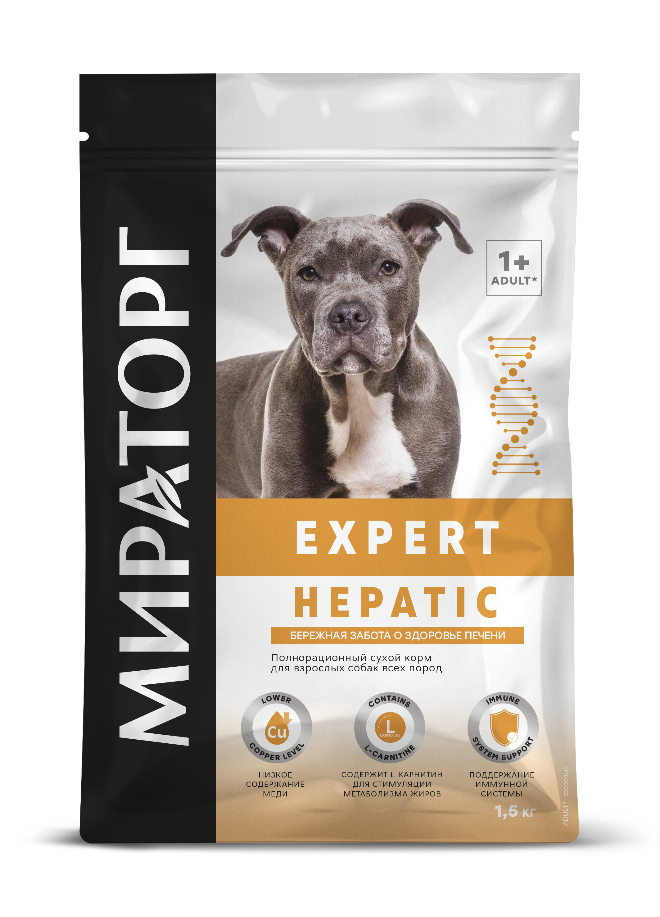 

Сухой корм Мираторг Expert для взрослых собак всех пород, 1,5 кг, Hepatic