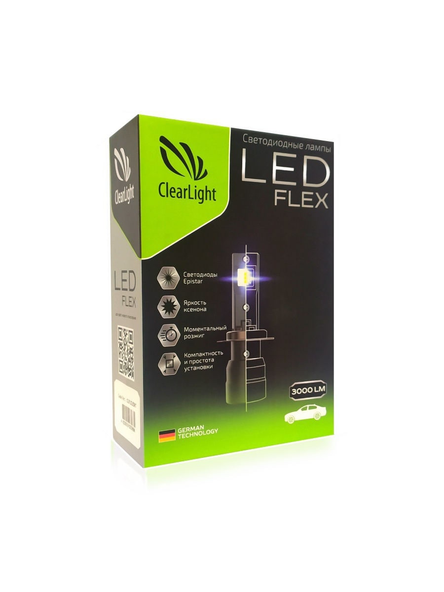 фото Комплект ламп led clearlight flex h8/h9/h11 3000 lm (2 шт) 6000k