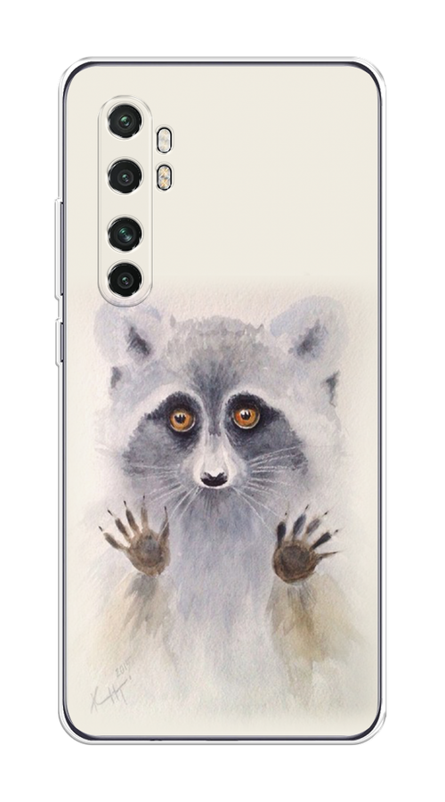 

Чехол на Xiaomi Mi Note 10 Lite "Енот за стеклом", Бежевый;серый, 38450-4
