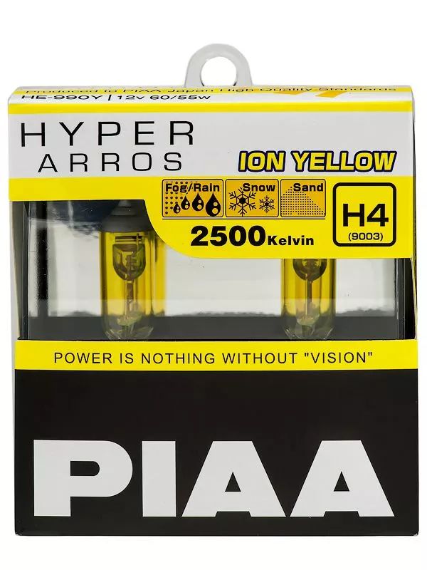 Лампа 12V H4 60/55W P43t-38 2500K бокс (2шт.) Hyper Arros Ion Yellow PIAA HE-990Y-H4