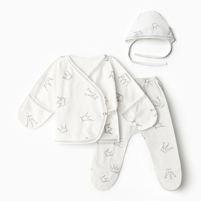 

Костюм (распашонка, ползунки, чепчик) Bloom Baby Короны, р. 68 см, молочный, Бежевый