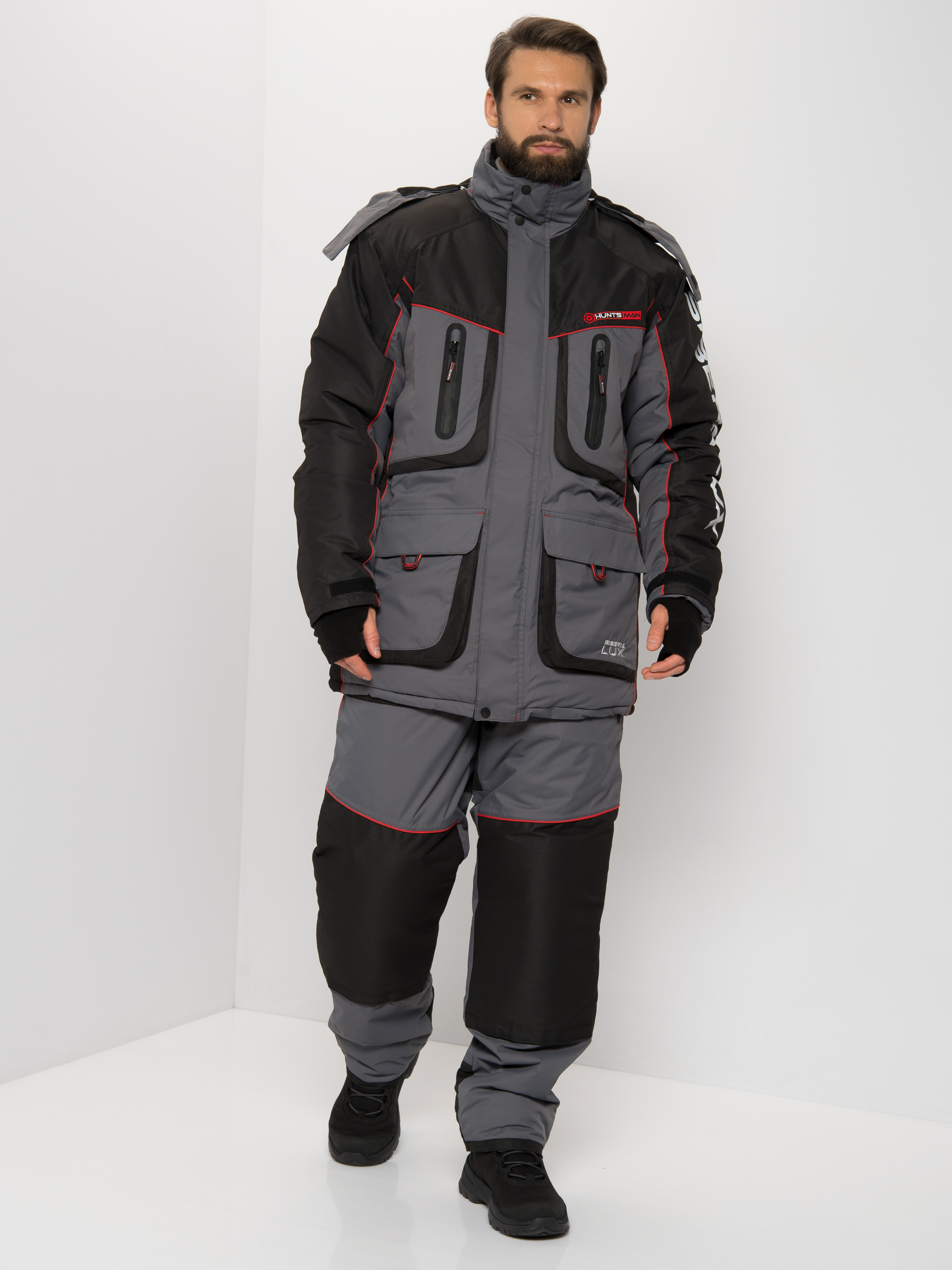 

Костюм зимний мужской Huntsman Siberia LUX ткань Breathable серый/черный 52-54 170-176, Siberia LUX