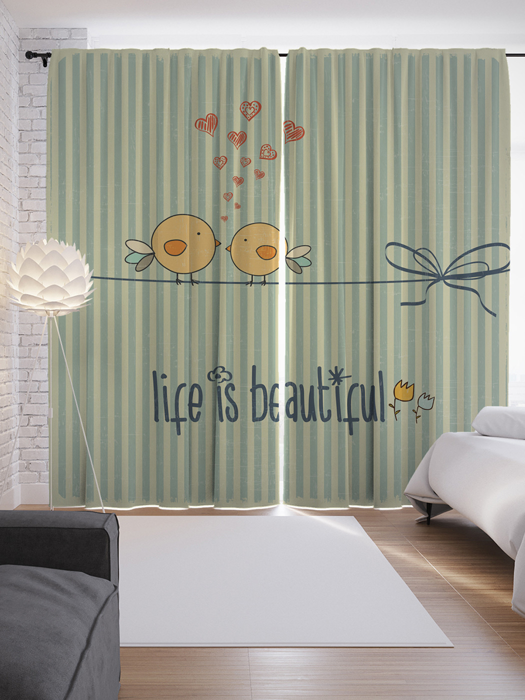 

Шторы с фотопечатью "Прекрасная жизнь" из сатена, 290х265 см