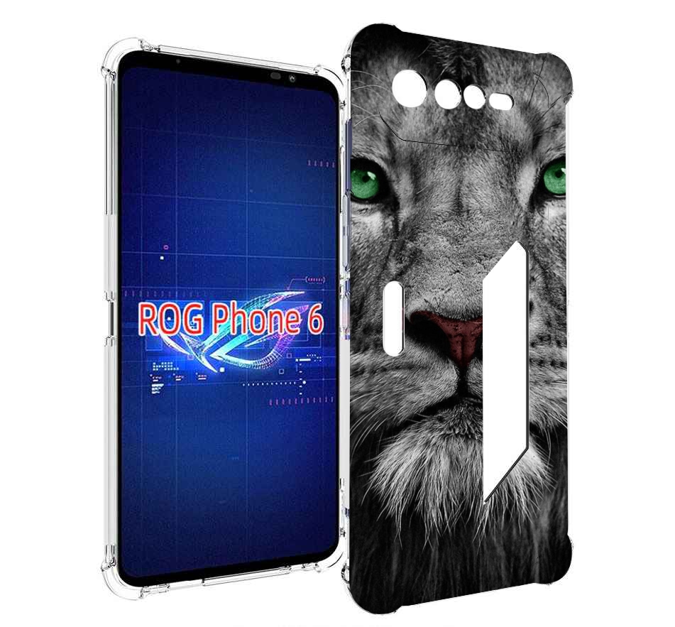 

Чехол MyPads Лев-зеленоглазый мужской для Asus ROG Phone 6, Прозрачный, Tocco