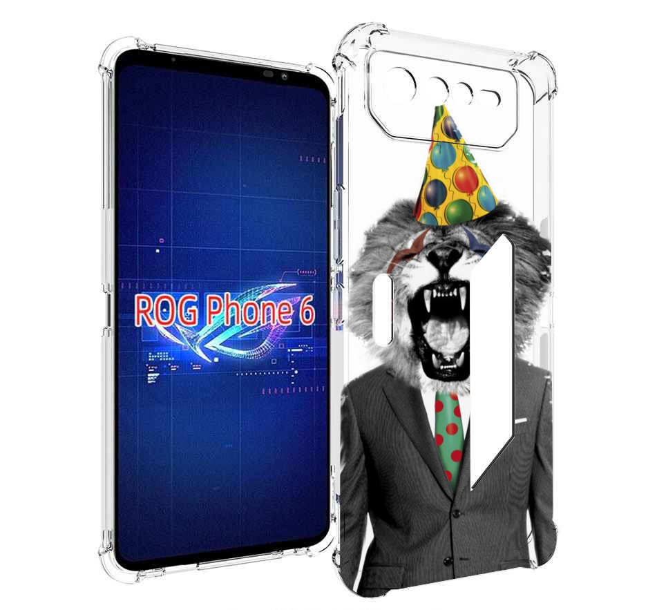 Чехол MyPads Лев в галстуке для Asus ROG Phone 6