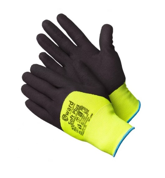 Перчатки нейлоновые со вспененным латексным покрытием Gward Soft Plus L2008L, размер 9 L термостойкие перчатки для сварочных работ и газорезки delta plus