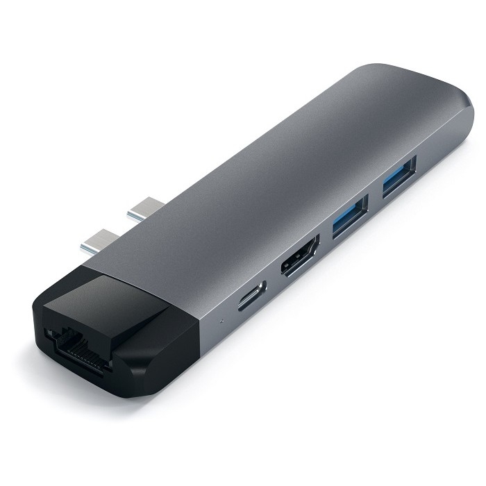 Satechi [ST-TCPHEM] Адаптер USB Aluminum Pro Hub with Ethernet  4K HDMI). Цвет серый космо