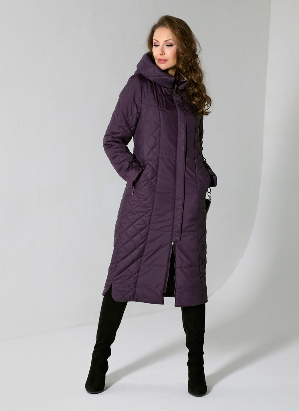Пальто женское Каляев 63689 фиолетовое 42 RU