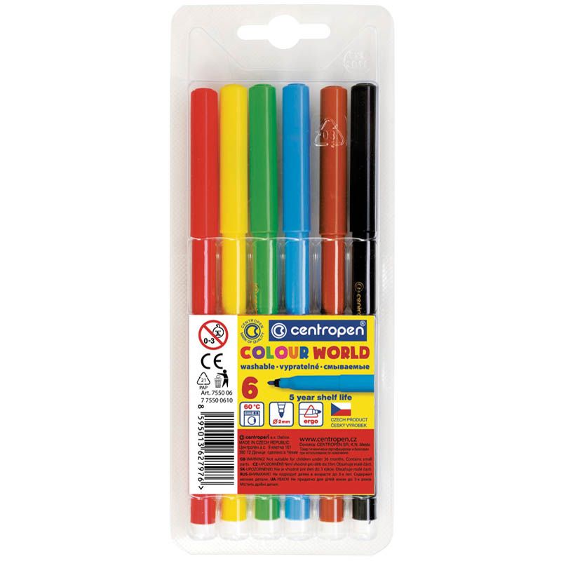 

Фломастеры Centropen Colour World, 6 цветов, Разноцветный, Colour World