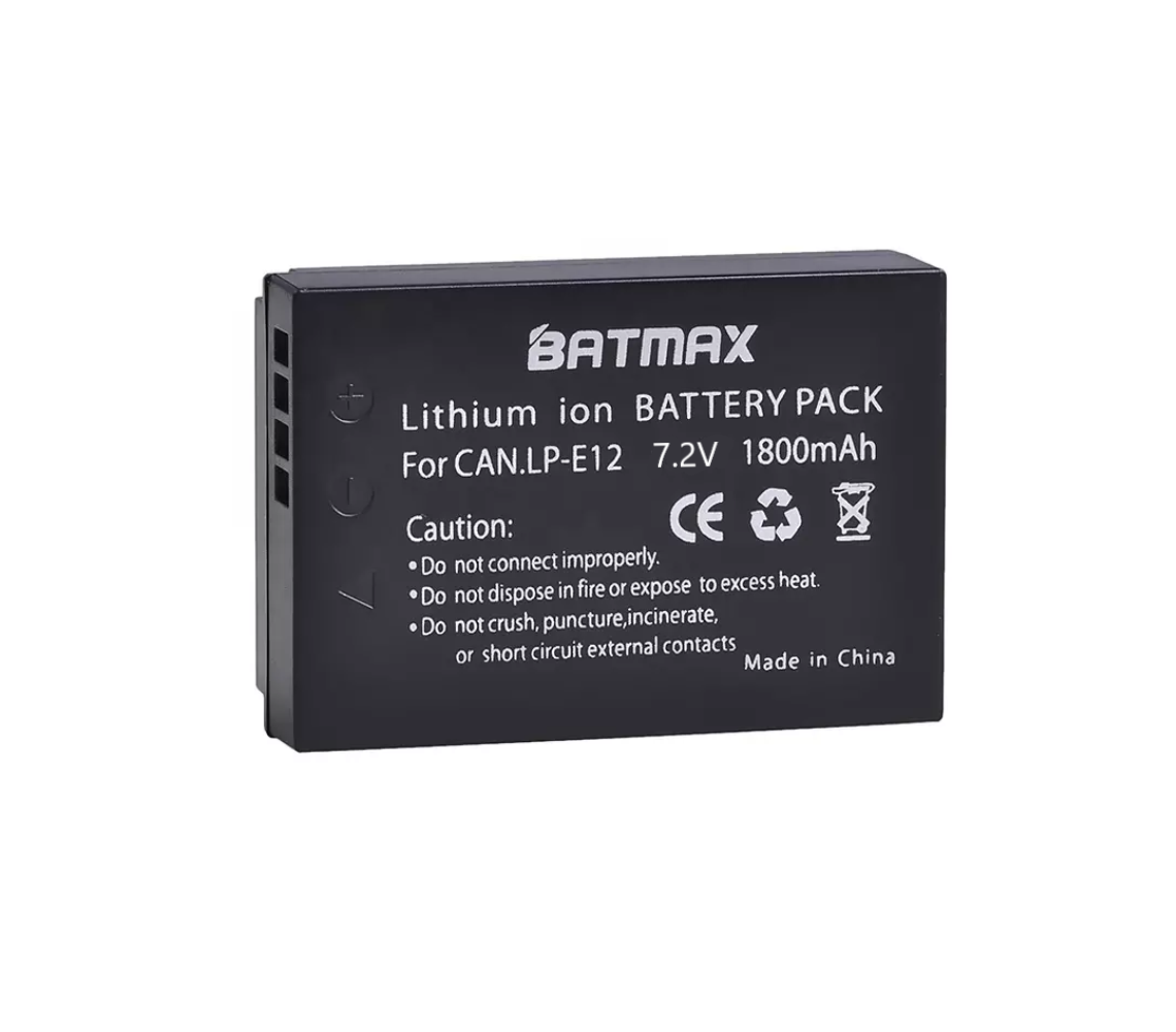 Aккумулятор BATMAX LP-E12 1800mAh для Canon -EOS M, M10, M50, M100, Rebel SL1, 100D, Kiss