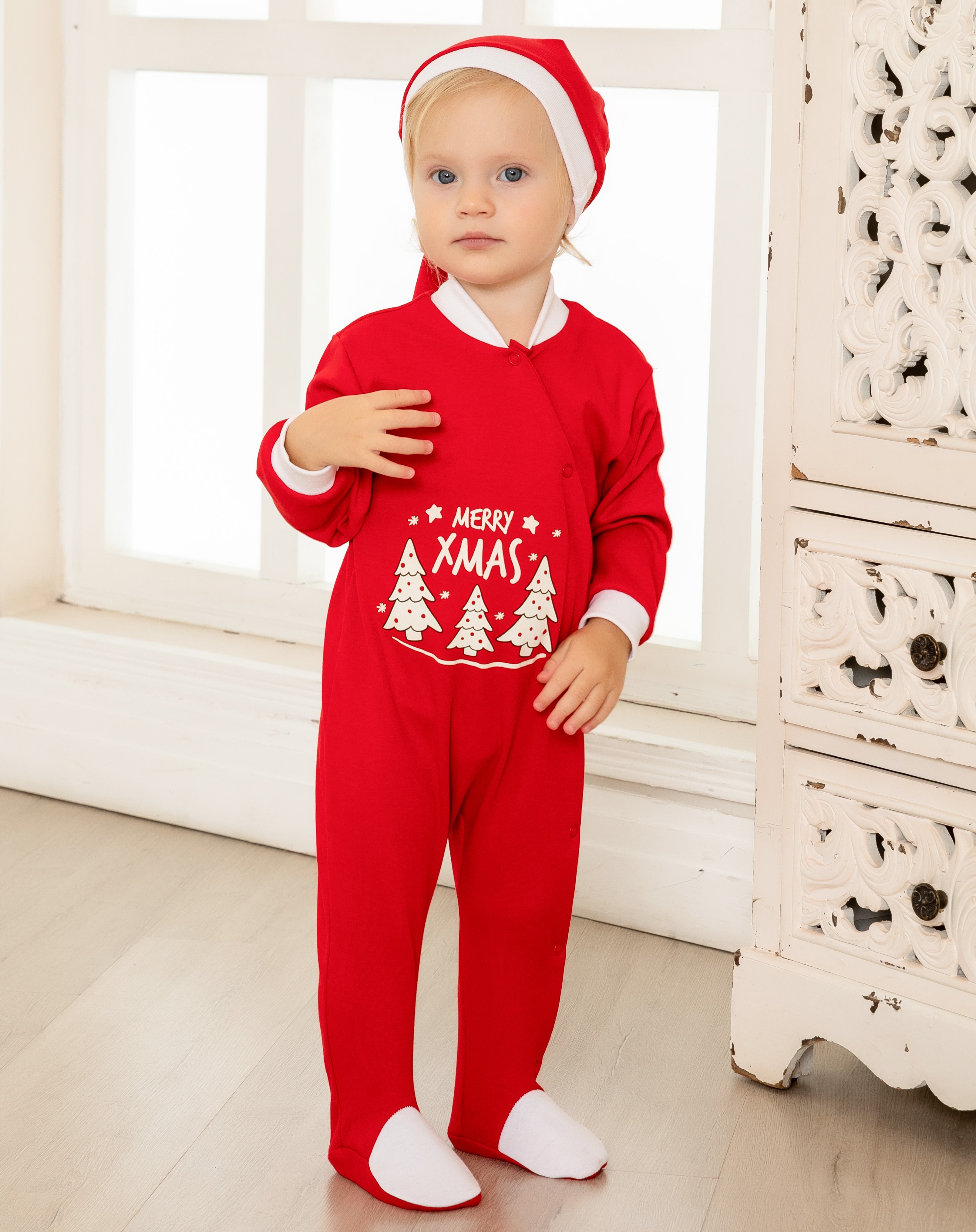 

318-388П Компект 2-х предметный: комбинезон,шапочка Merry Christmas, 318-388П